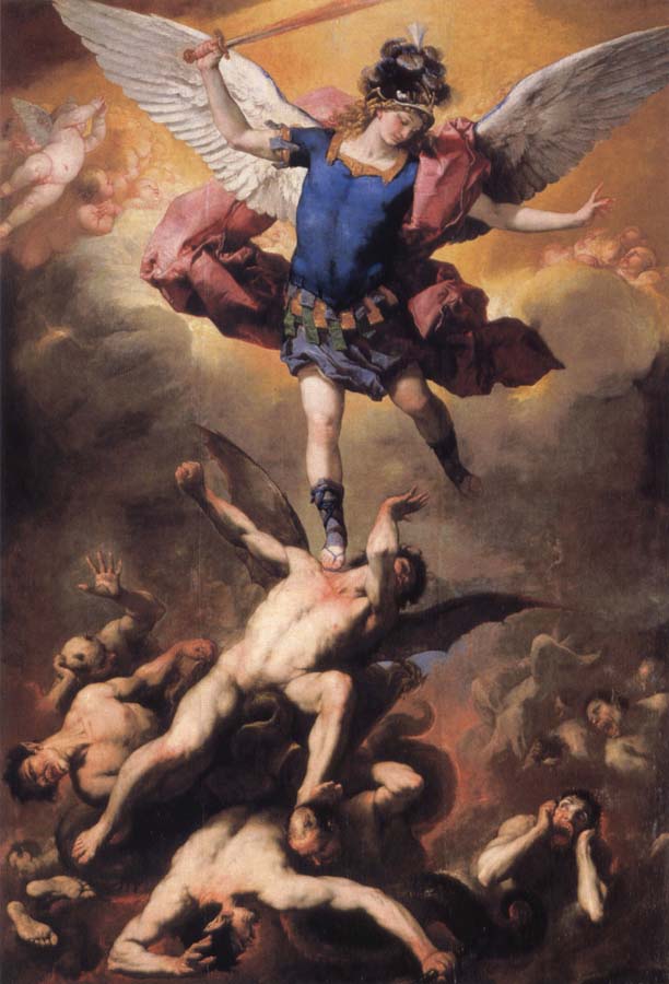 The Archangel Michael driving the rebellious angels into Hell